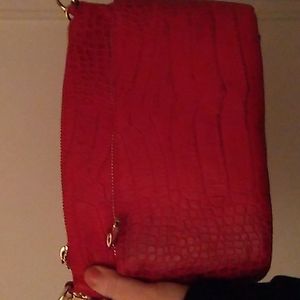 Stunning Italian leather red croco bag divina firenze!